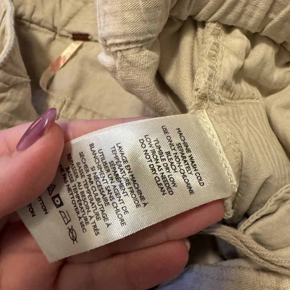 Free People After Love Cuff Pants Khaki Wide Leg Medium Oversized EUC